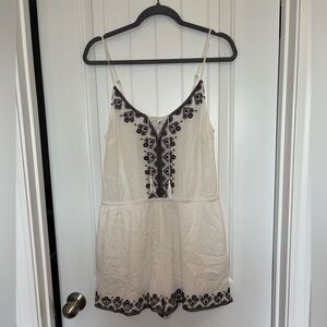 Bethany Mota Black and White Embroidered Romper